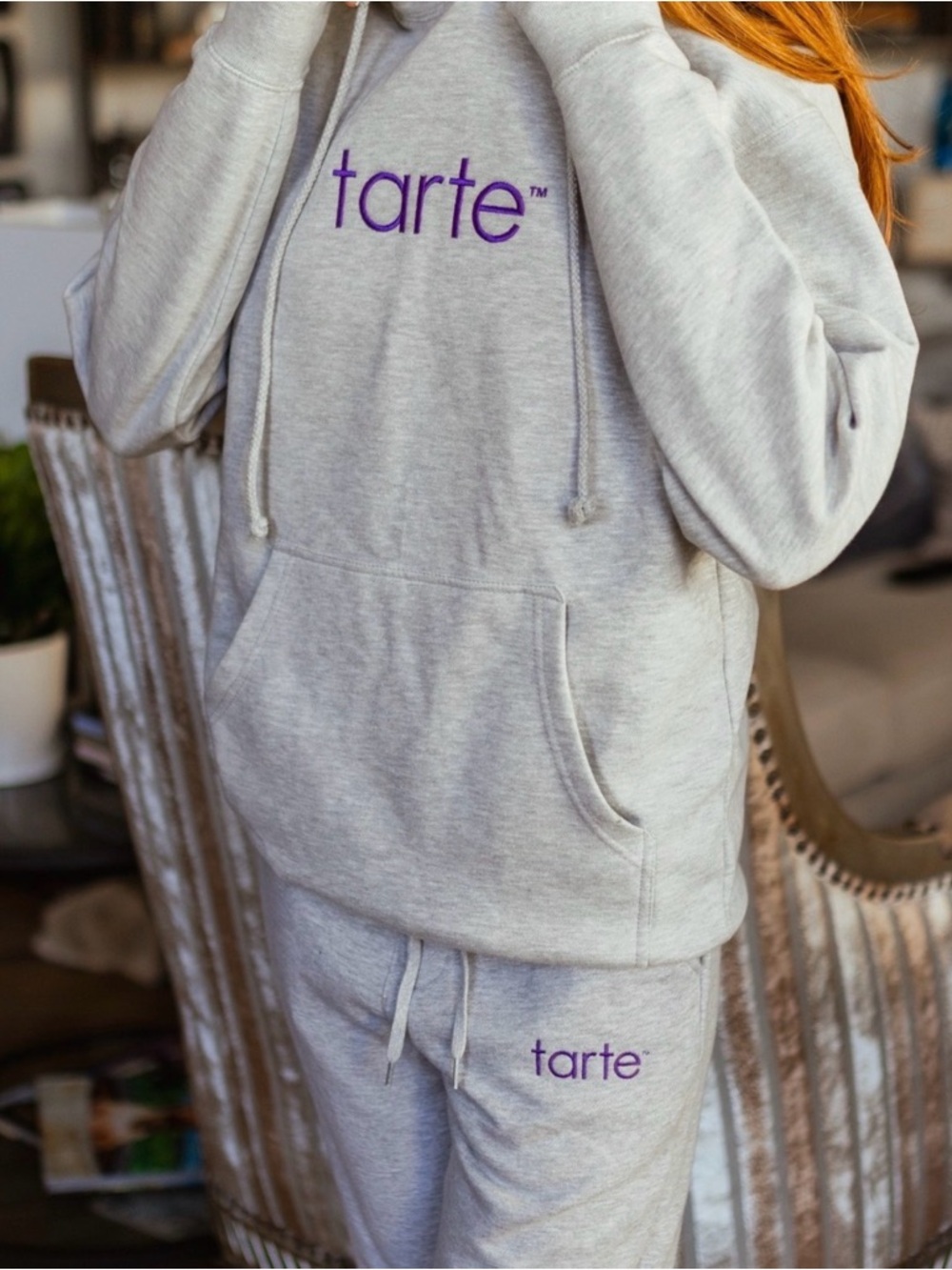 tarte Gray Hoodie and Joggers with Purple Logo BRAND NEW